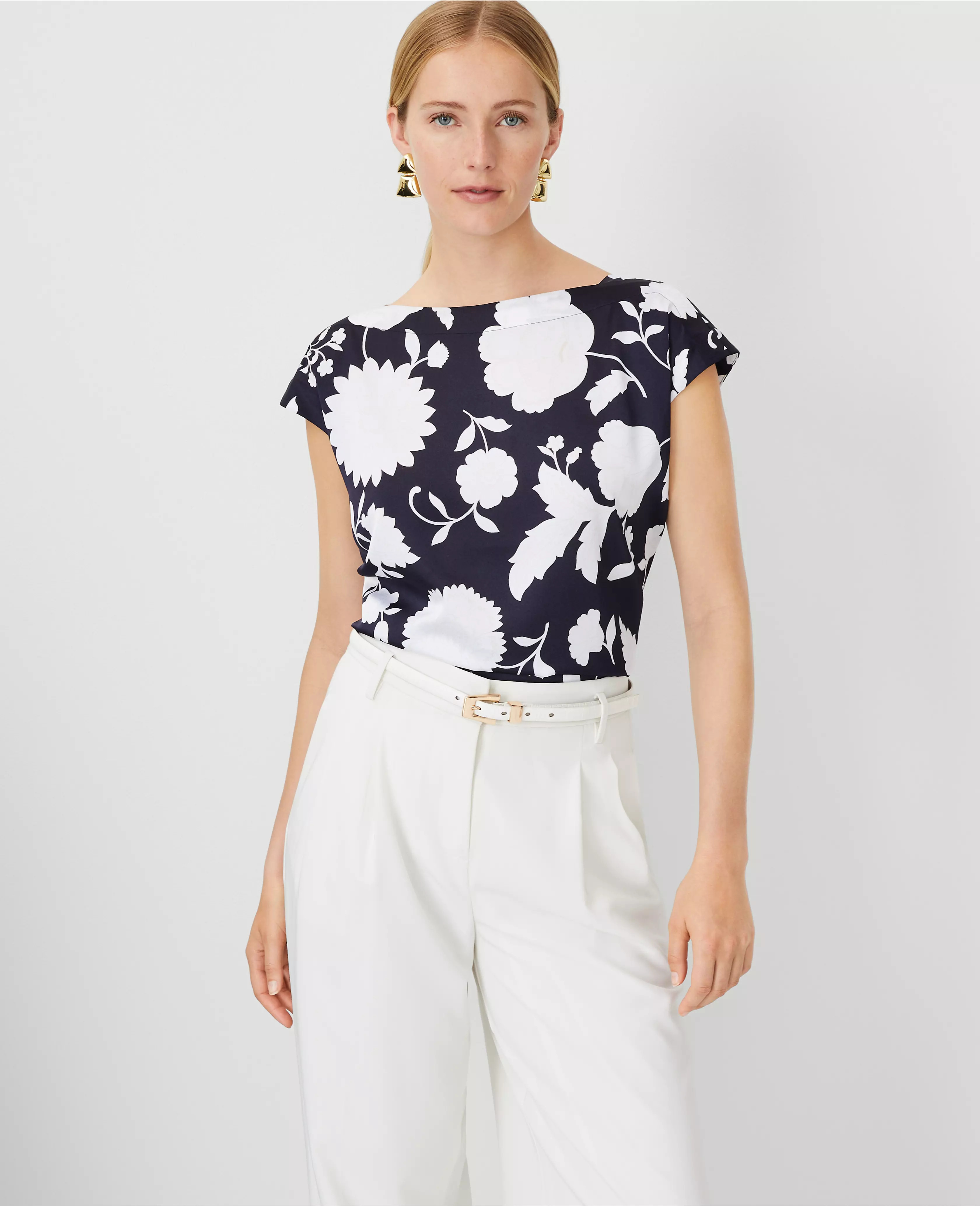 Petite Floral Boatneck Top | Ann Taylor (US)