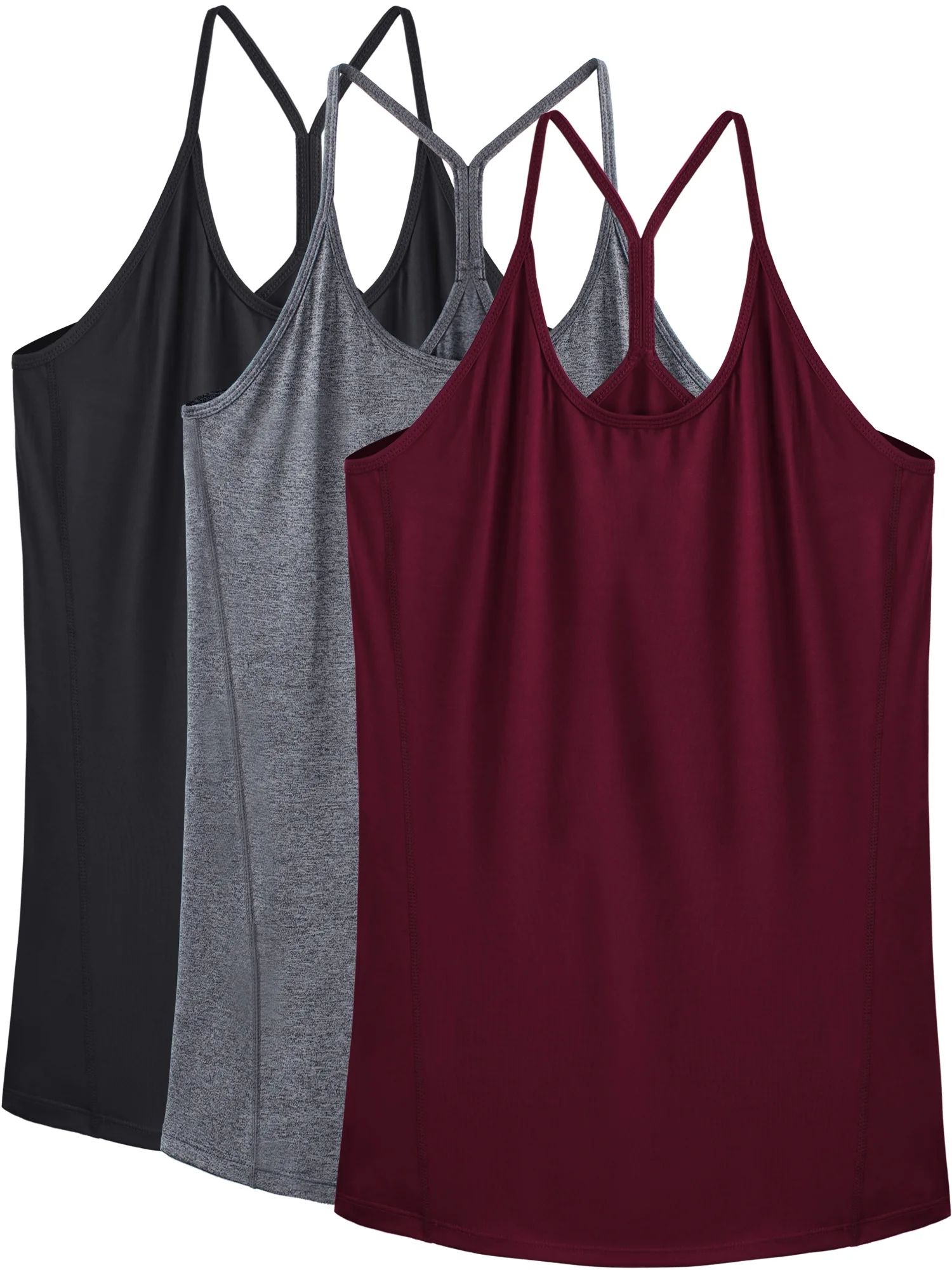 NELEUS Womens Yoga Tank Tops Racerback Athletic Workout Strap Camisole Shirts,Black+Gray+Wine Red... | Walmart (US)