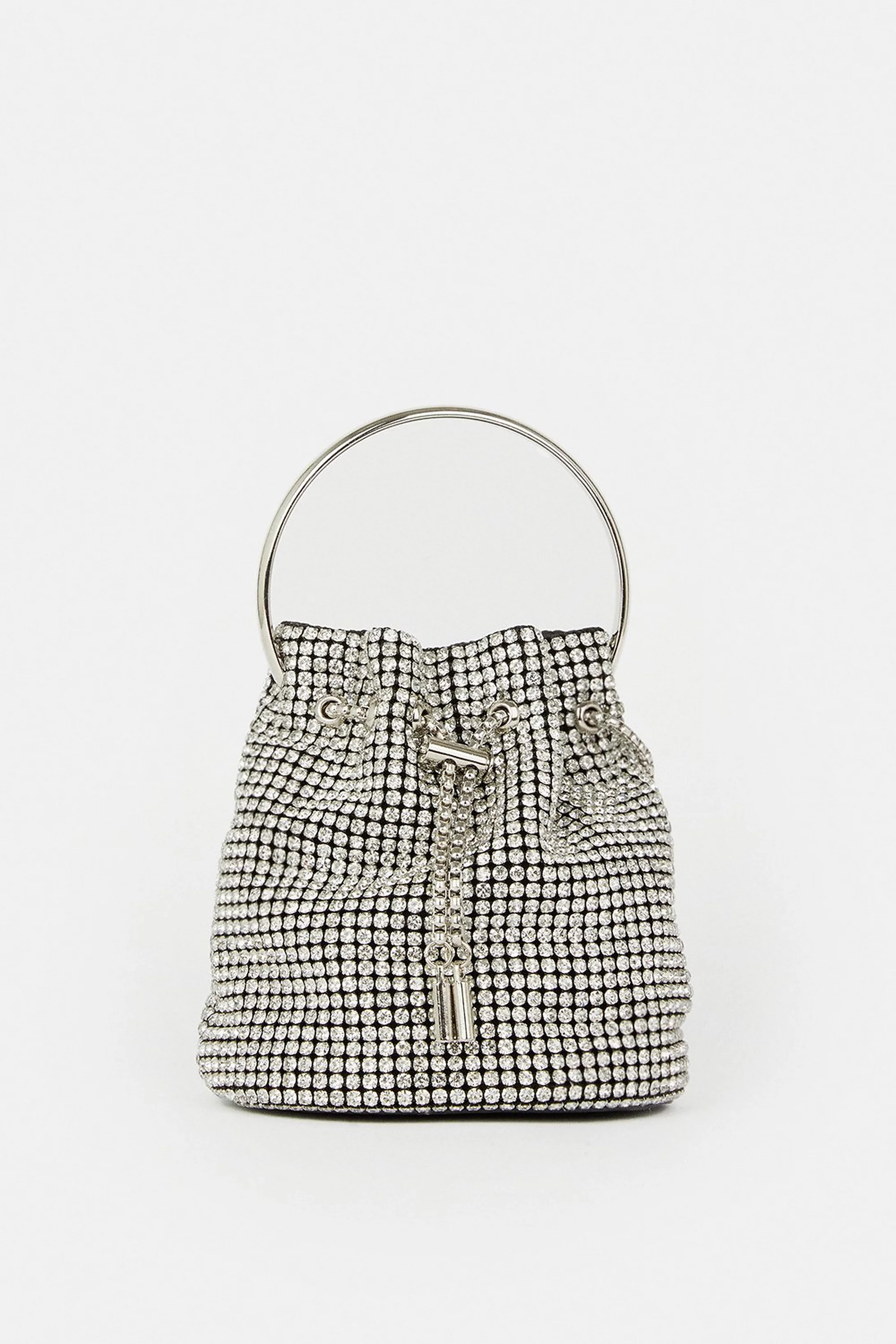 Rhinestone Bucket Hoop Clutch Bag | Karen Millen UK + IE + DE + NL