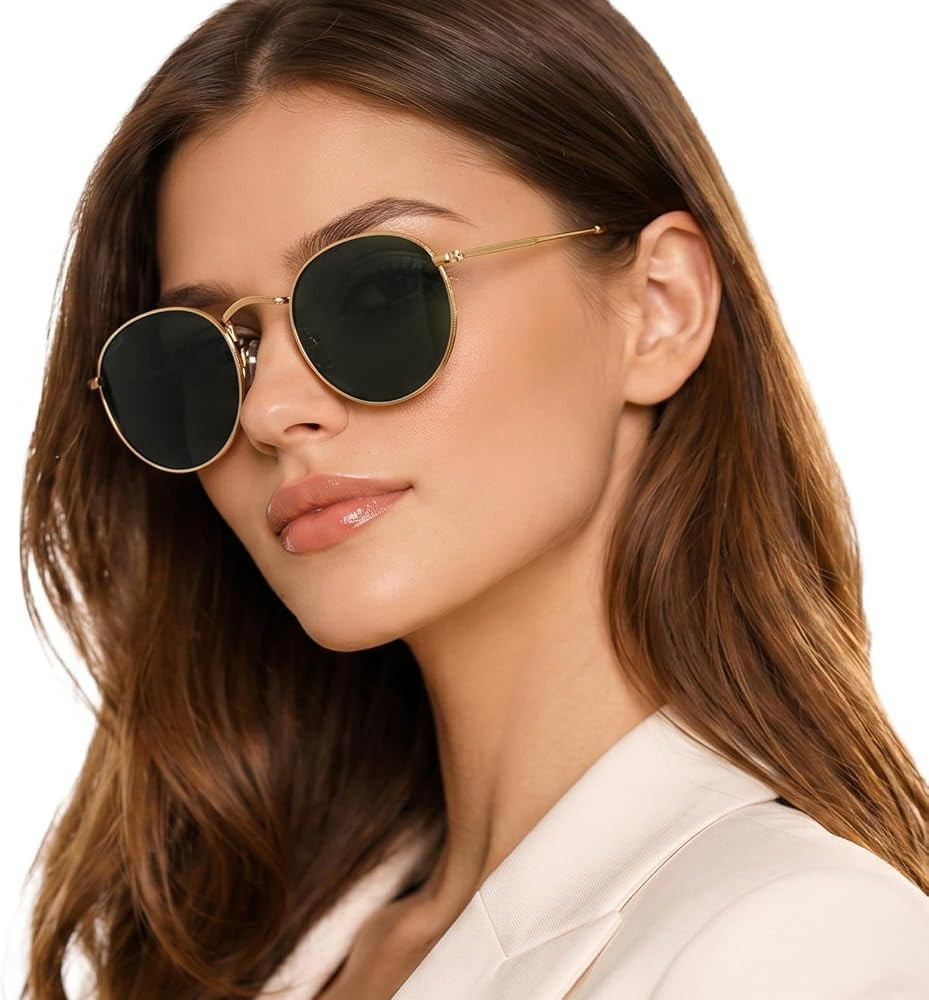 LVIOE Round Reading Sunglasses for Women Classic Full Lens Sun Readers UV400 Outdoor Sunglasses | Amazon (US)