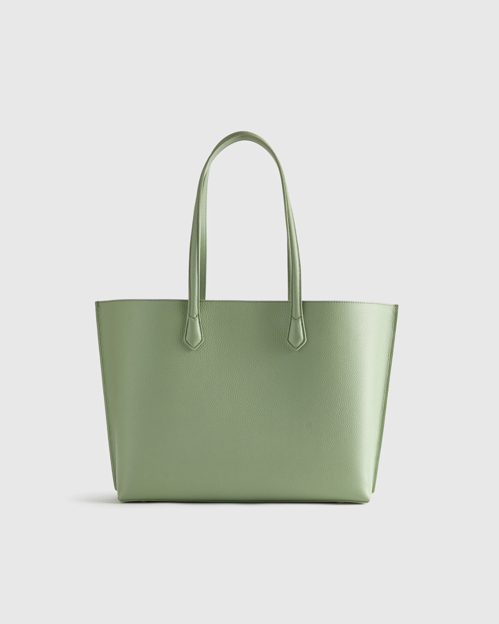 Italian Leather Triple Compartment Shopper Tote in Pistachio Green | Quince