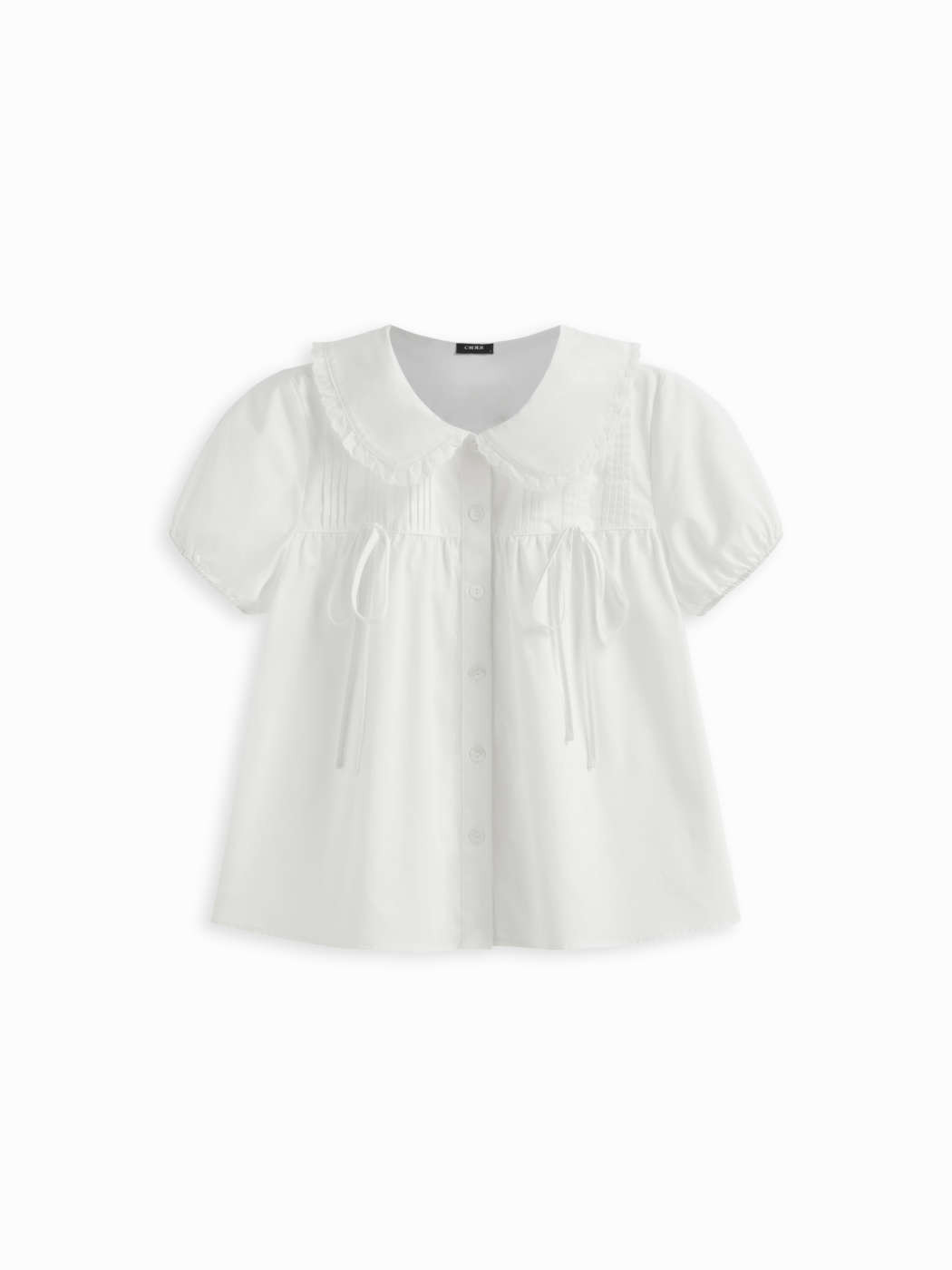 100% Cotton Peter Pan Collar Bowknot Button Blouse | Cider