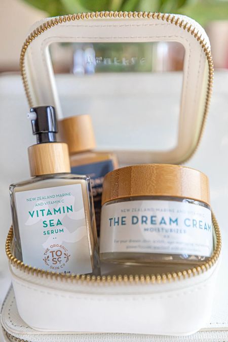 My favorite organic clean beauty, organic face serum, seaweed skincare, organic face cream, sensitive skin, tinted face oil, tinted moisturizer, travel beauty bag, cosmetics packing, beauty bag, truffle case, travel essentials, LTK under 50, beauty under 50

#LTKtravel #LTKbeauty #LTKunder50