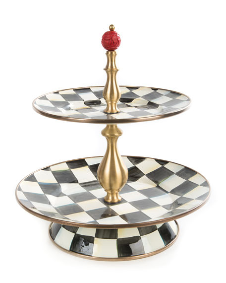 MacKenzie-Childs Courtly Check Two-Tier Sweet Stand | Neiman Marcus