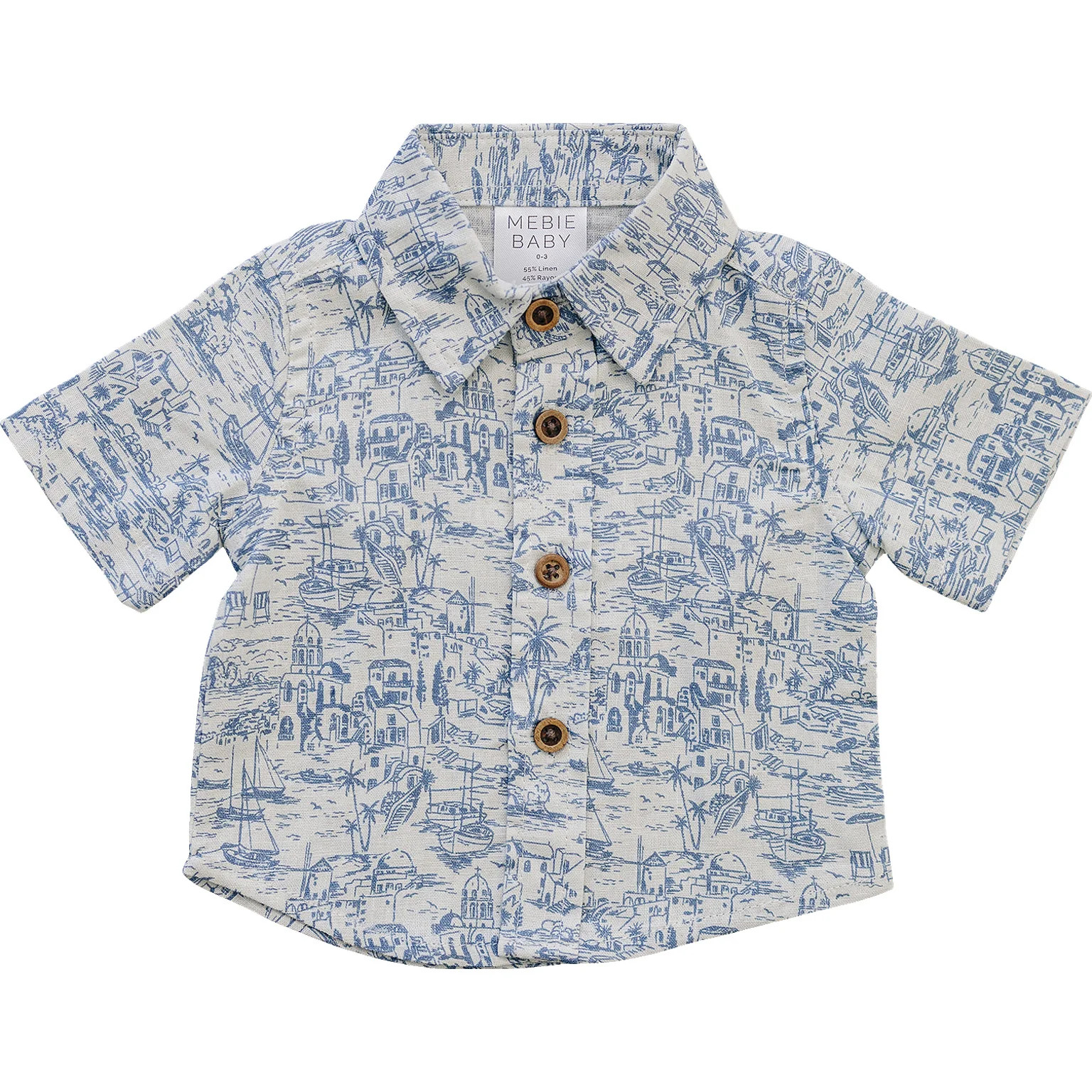 Mebie Baby Surfboard Linen Button Up Shirt | Mebie Baby