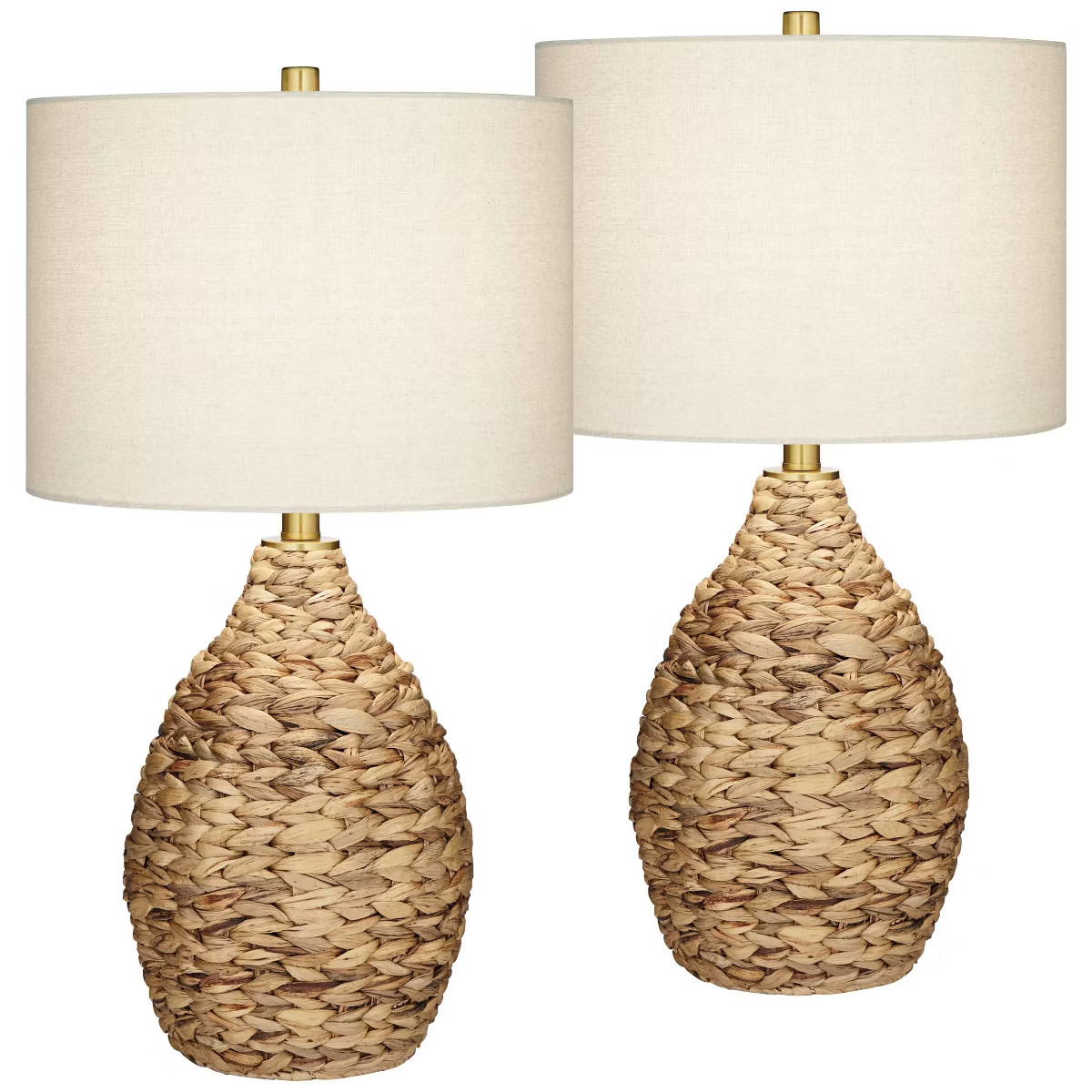 360 Lighting Corona 25 1/2" High Coastal Modern Table Lamps Set of 2 Woven Reed Off-White Shade L... | Target