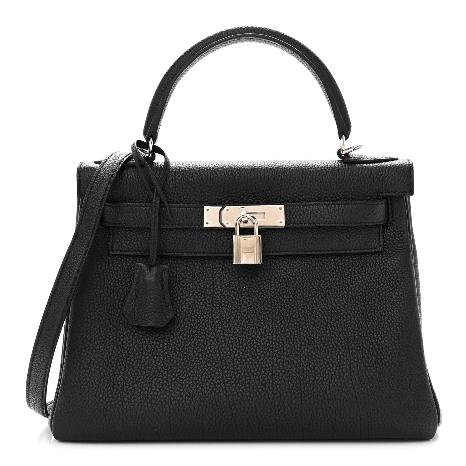 Togo Kelly Retourne 28 Black | FASHIONPHILE (US)