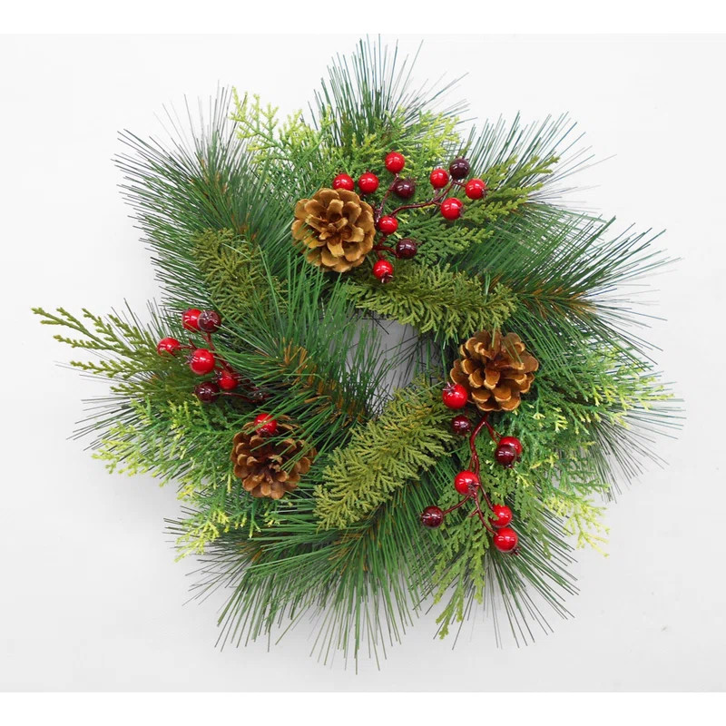Christmas Red Berry Cedar Pinecone Wreath | Wayfair North America
