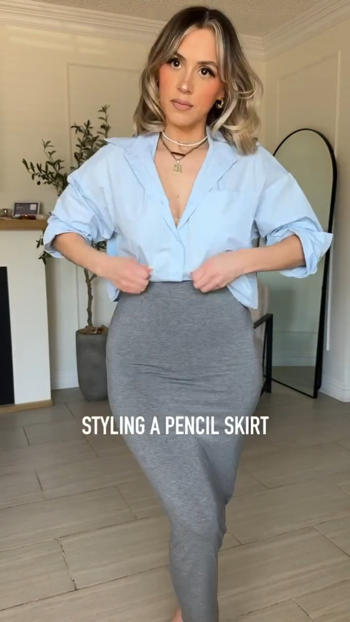 Amazon Business Casual Looks *SPRING EDITION * 

I'm 5'2 babes! See sizing below | LMK if you have questions 😘

SM in grey pencil skirt (you'll need shapewear with this; I linked the on I'm wearing). Excellent stretch | SM in light blue cropped button up | I am wearing the shapewear half skirt by Joyshaper in small ! It comes with built-in thongs, but I just cut those out. 

#LTKWorkwear #LTKgrwm #LTKootd