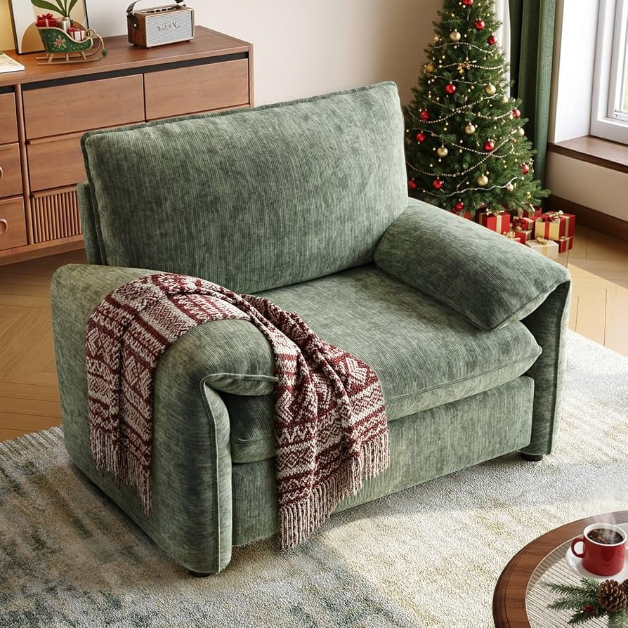 Oversized Accent Chair, 41 Inch Chenille Fabric Armchair, Green | Amazon (US)