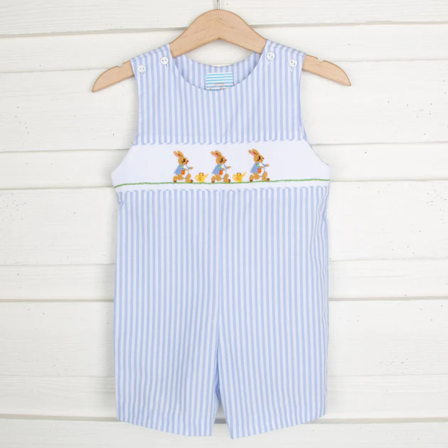 Storybook Rabbit Smocked Jon Jon Blue Stripe | Classic Whimsy