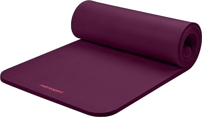 Retrospec Solana Yoga Mat 1" Thick w/Nylon Strap for Men & Women - Non Slip Exercise Mat for Home... | Amazon (US)