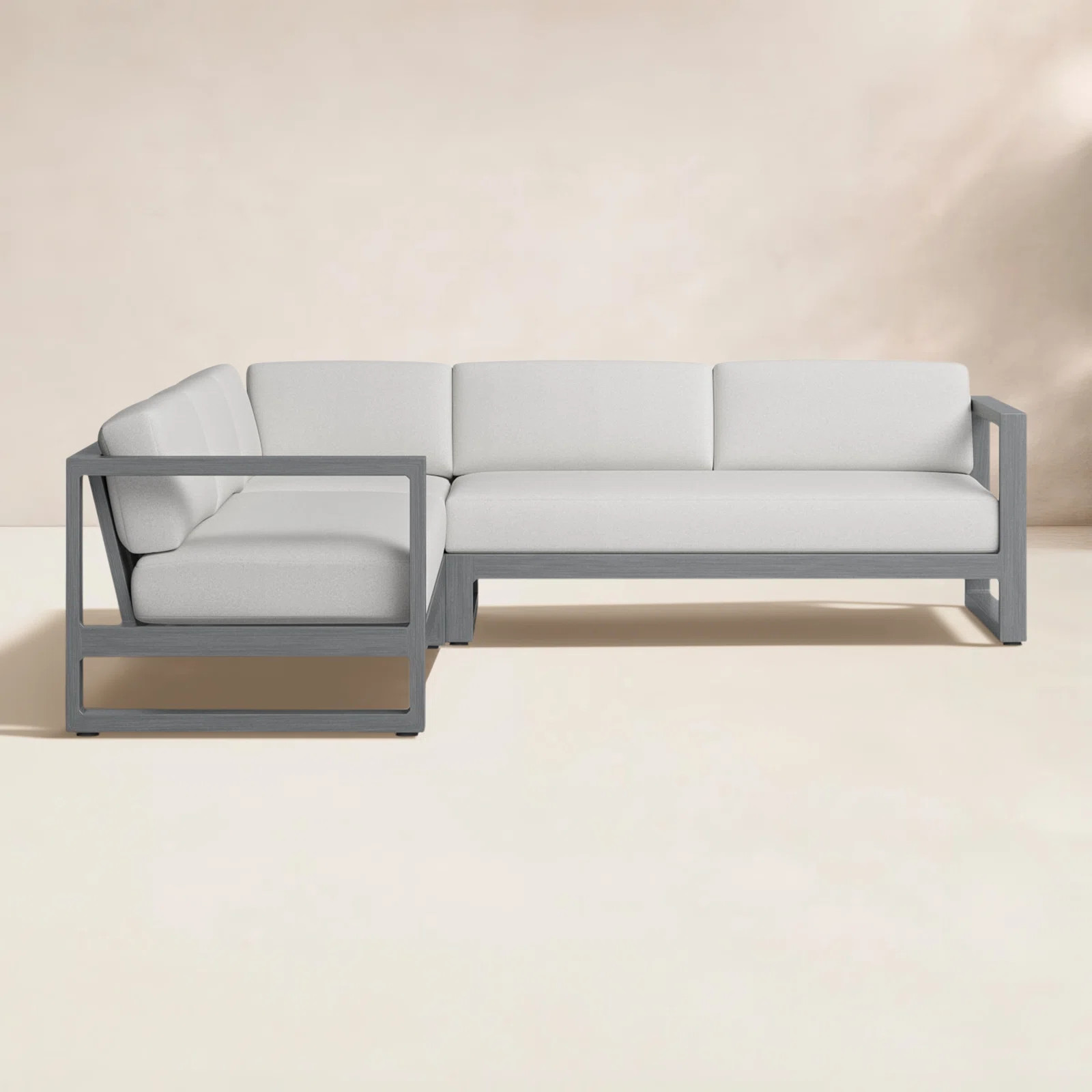 Georgie 96.07'' Wide Rectangle Powder Coated Aluminum Patio Sectional with Sunbrella® Cushions | Wayfair North America