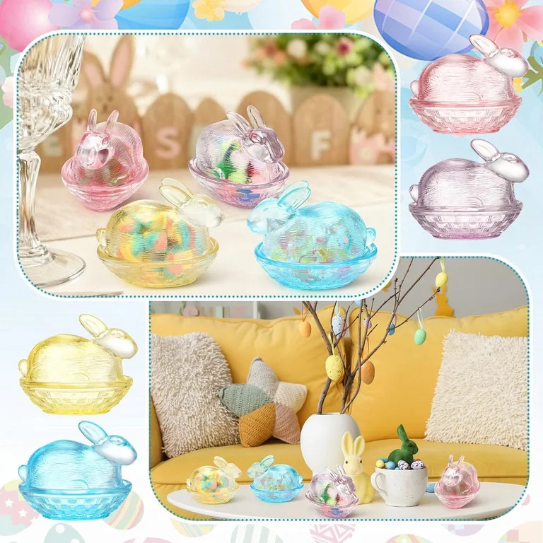 Bunny on Nest Glass Dish, Rabbit-Shaped Candy Dish with Lid, Crystal Candy Jar for Snacks, Cookie... | Walmart (US)