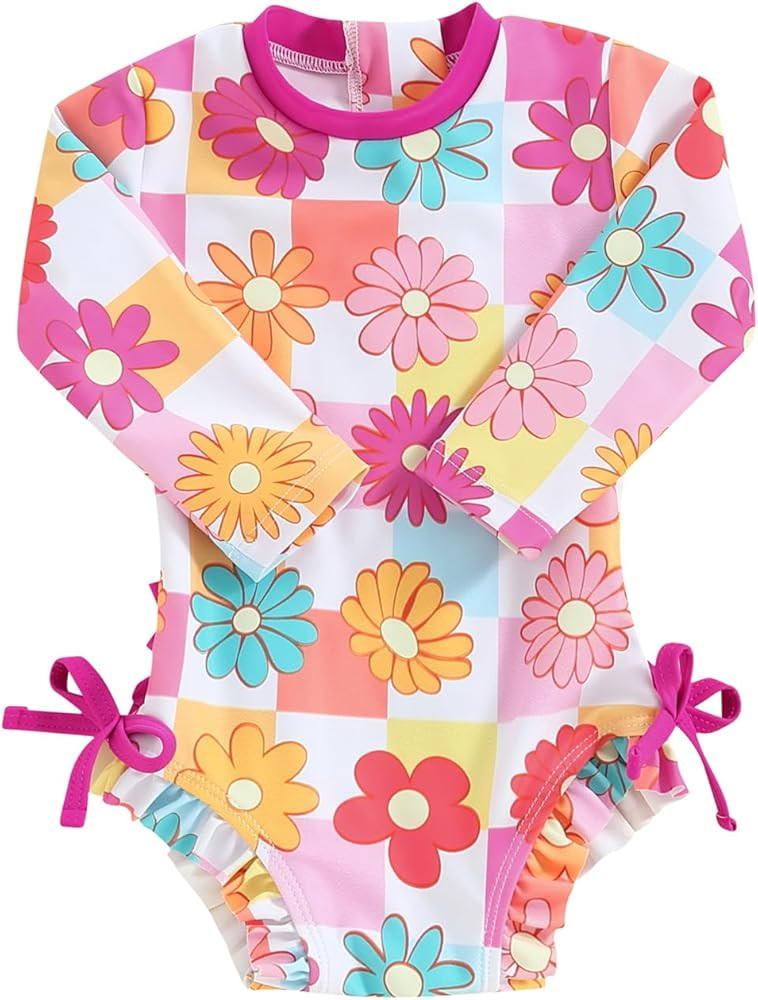 MAYUMMPY Toddler Baby Girls Bikini Beach Swimwear Zipper Swimsuit UPF 50+ Rash Guard One Piece Lo... | Amazon (US)