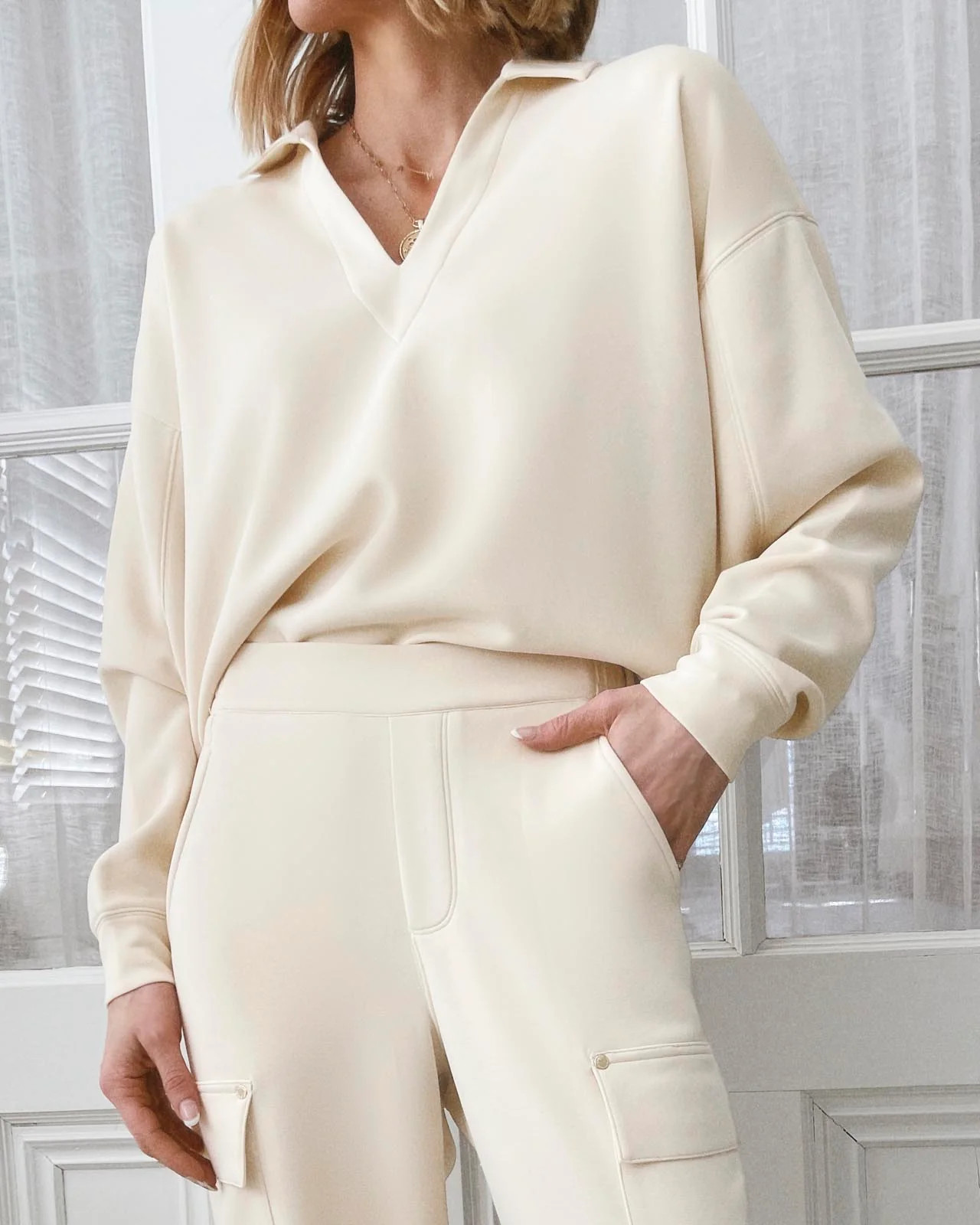 Splendid x @Cellajaneblog Scuba Polo Sweatshirt | Splendid