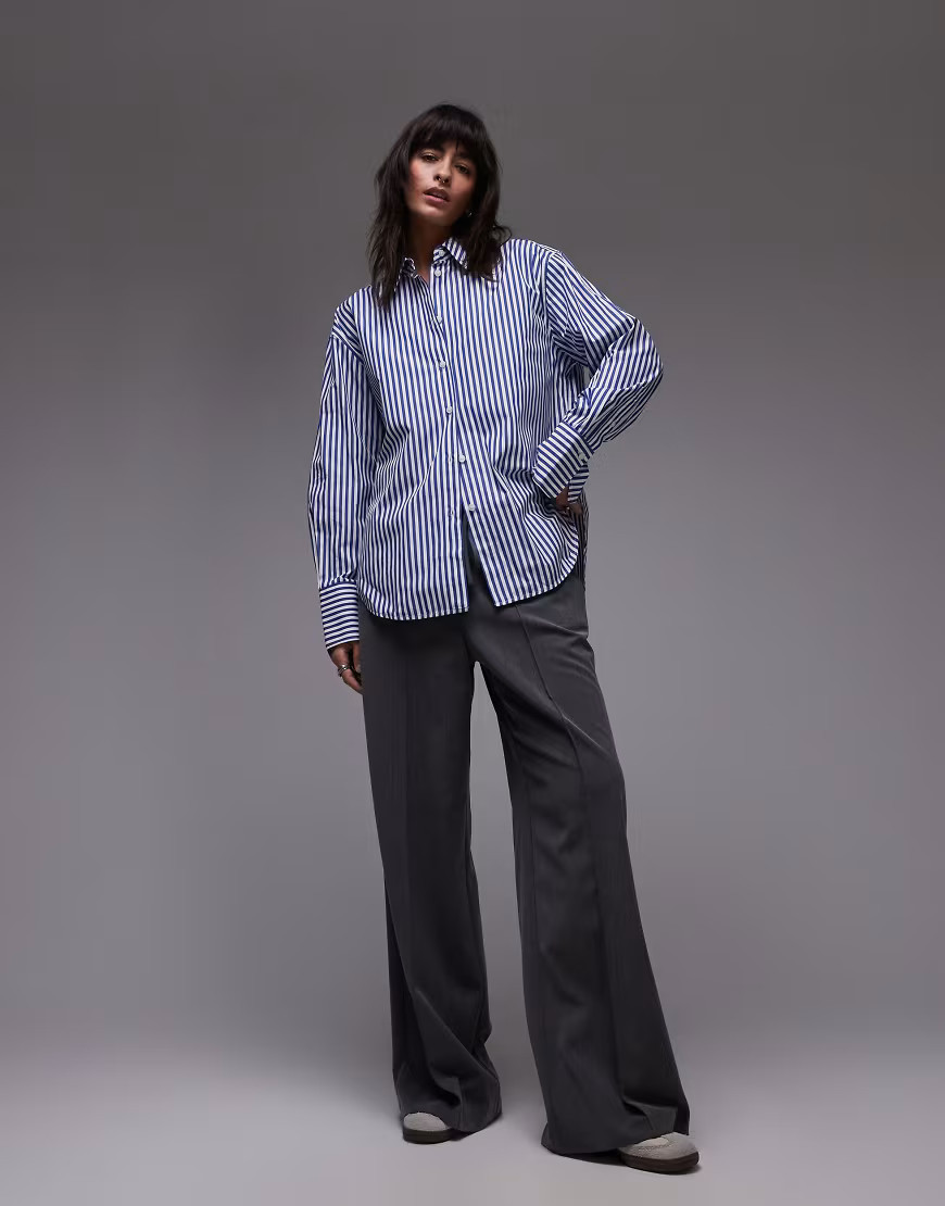 ARKET oversized tailored shirt in blue stripe | ASOS (Global)