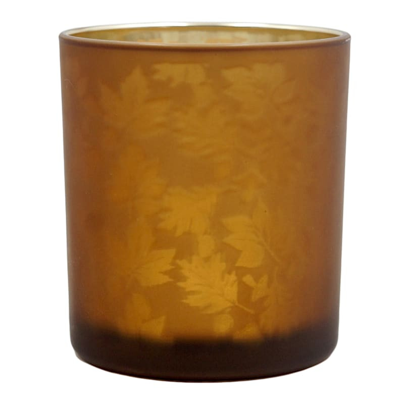 Glass Leaf Print Fall Candle Holder, 3.5" | At Home