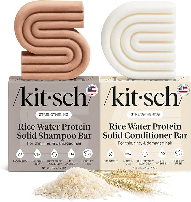 Kitsch Rice Water Protein Solid Shampoo and Conditioner Set for Hair Growth – Strengthening Hai... | Amazon (US)