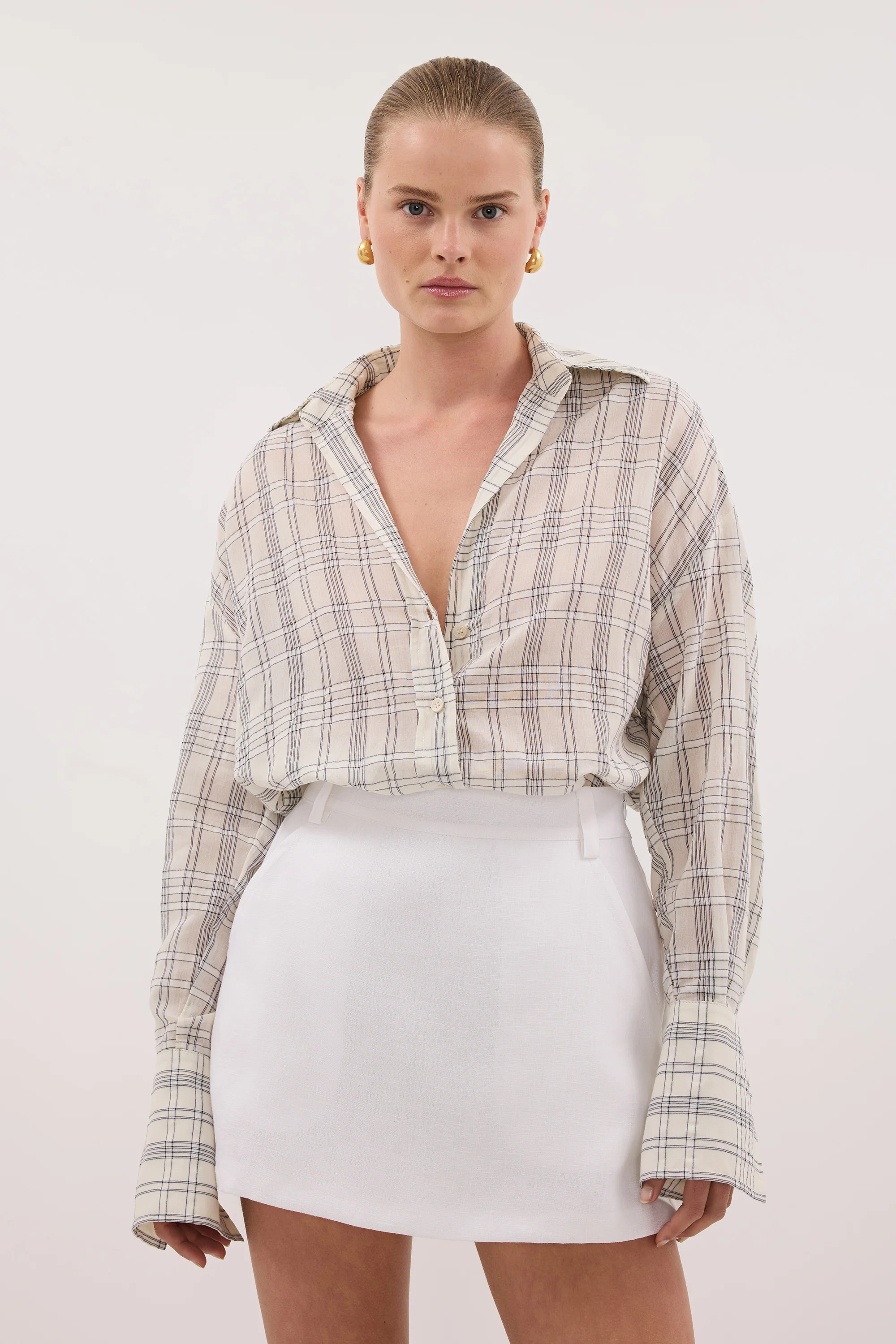 EVIE WHITE LINEN SKORT | DISSH