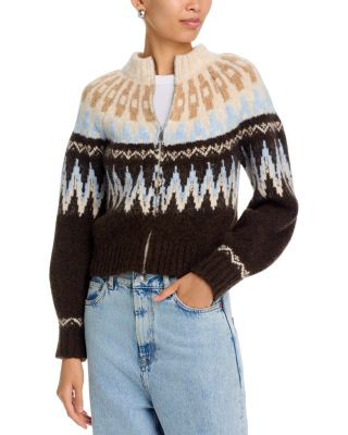 Aqua Fair Isle Zip Front Cardigan - Exclusive | Bloomingdale's (US)