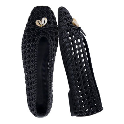 CUSHIONAIRE Witty Hand Woven Ballet Flats for Women, Comfortable Pointed Toe Flat Shoes with Bow Detail and Memory Foam, Black 7 | Target