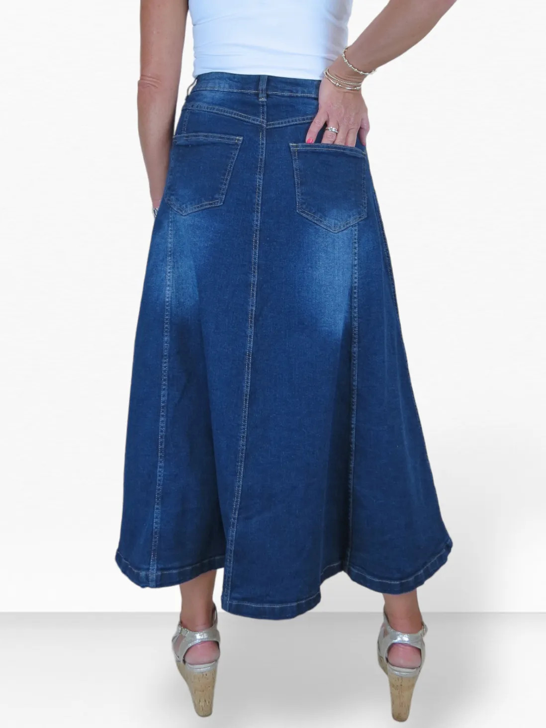 Skirts | Flared Maxi Denim Skirt | Paulo Due | Debenhams UK