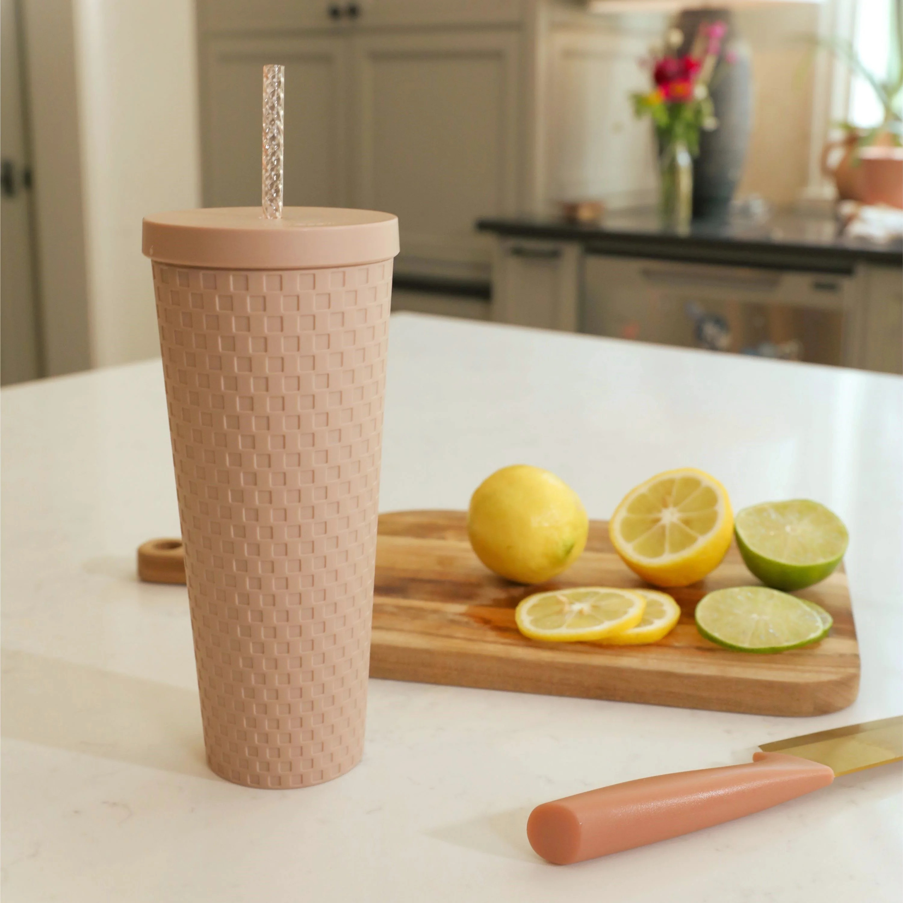 Kittenish by Jessie James Decker 4-Piece 26-Ounce Acrylic Textured Tumbler Set, Matte Mauve | Walmart (US)