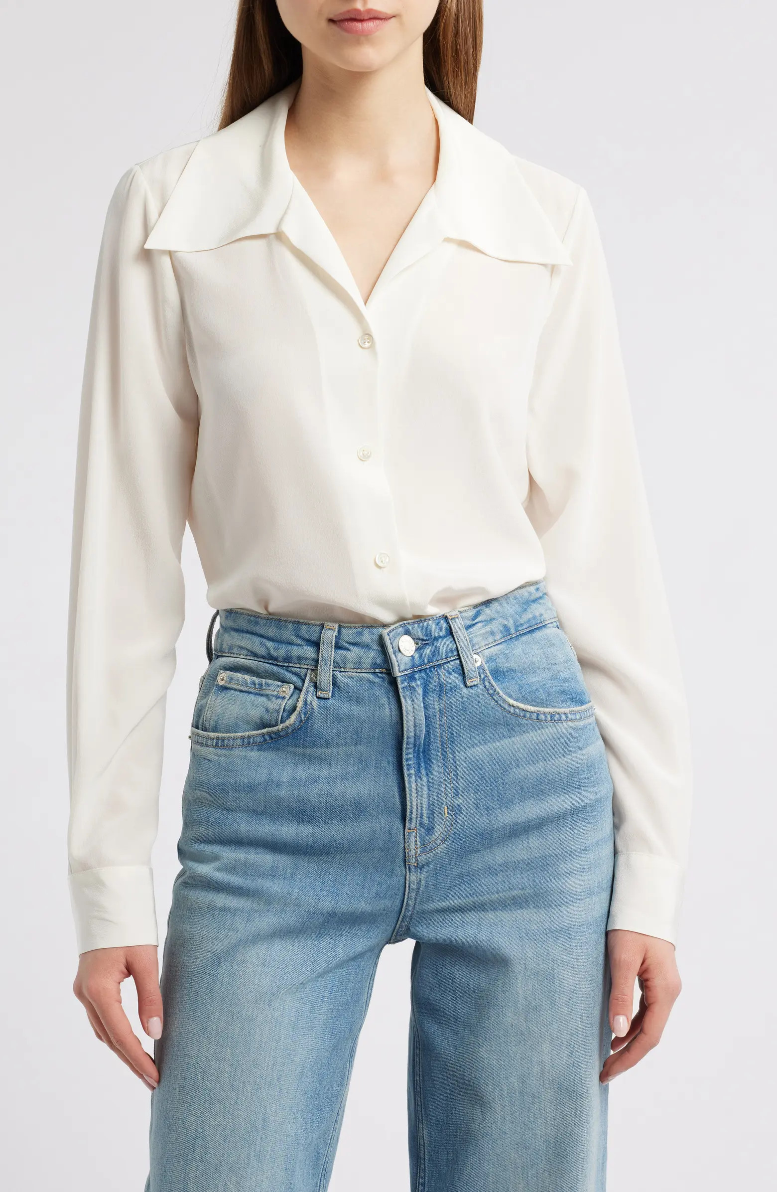 FRAME The Moment Silk Button-Up Shirt | Nordstrom | Nordstrom