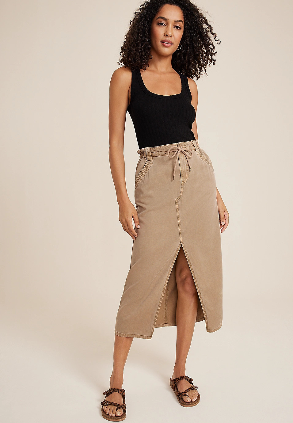 High Rise Utility Maxi Skirt | Maurices