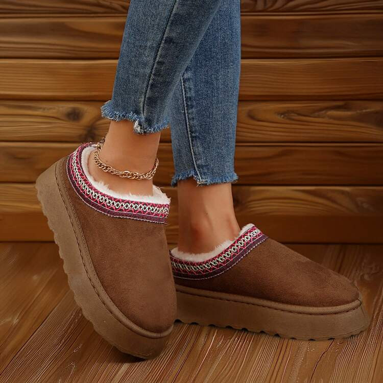 TrendsWomen's Fur-Lined Slippers - Durable And Warm Outdoor Shoes With Non-Slip Comfort, Thickene... | SHEIN