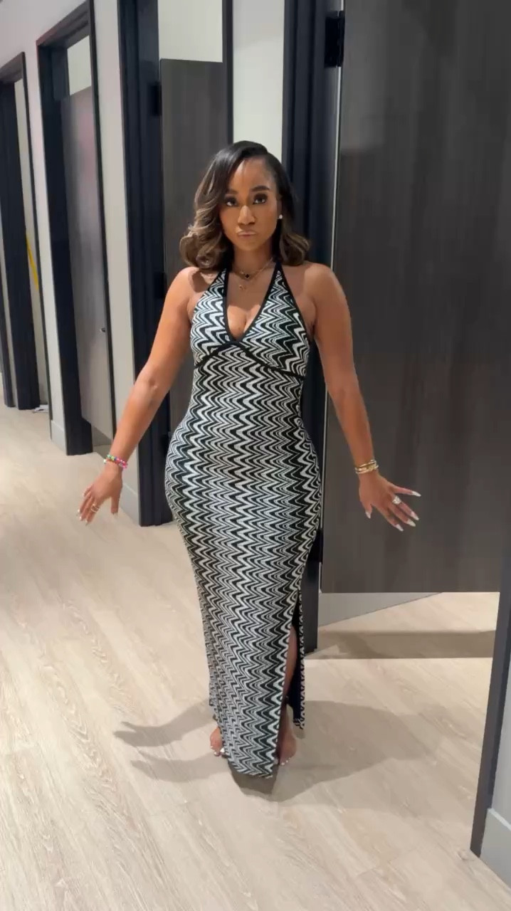 Halter maxi summer dresses find! Black and white zig zag print!

#LTKMidsize #LTKootd