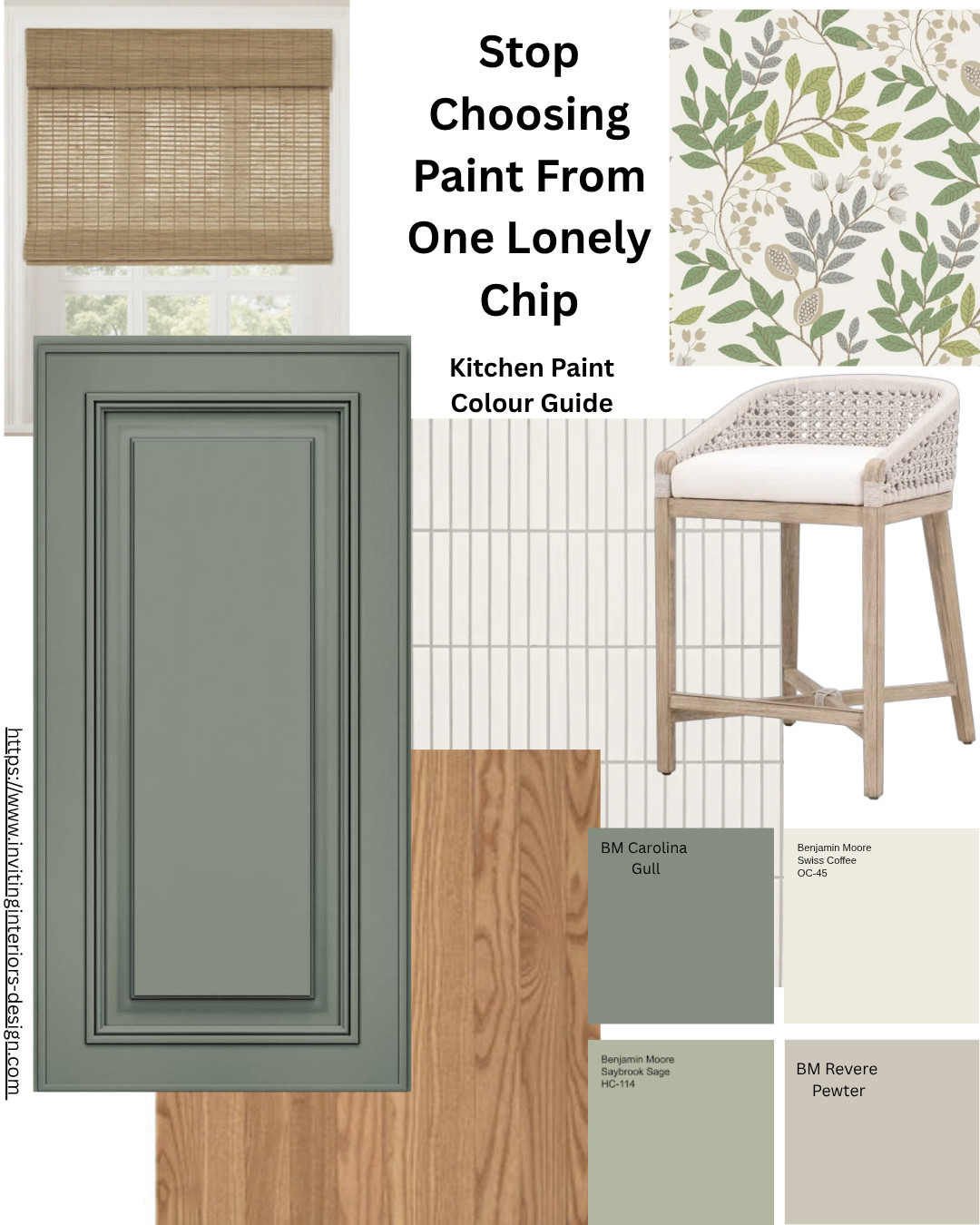 Choosing a kitchen paint colour? Learn how to choose paint colours that work with your cabinets, countertops, backsplash, flooring, lighting and undertones. 🌿
This designer-led mini guide helps you stop guessing from random paint chips and choose kitchen paint colours with more confidence. Send me a message and I'll send you the link! 😊

kitchen paint colour ideas kitchen paint color ideas paint colours for kitchen walls paint colors for kitchen walls best kitchen paint colours best kitchen paint colors kitchen cabinet paint colours kitchen cabinet colors paint colours with green cabinets paint colors with green cabinets green kitchen cabinet colours green kitchen cabinet ideas warm green kitchen cabinets muted green kitchen cabinets Benjamin Moore kitchen colours Saybrook Sage, Carolina Gull, Swiss Coffee, Revere Pewter 

 #LTKhome #LTKstyletip #LTKfamily
