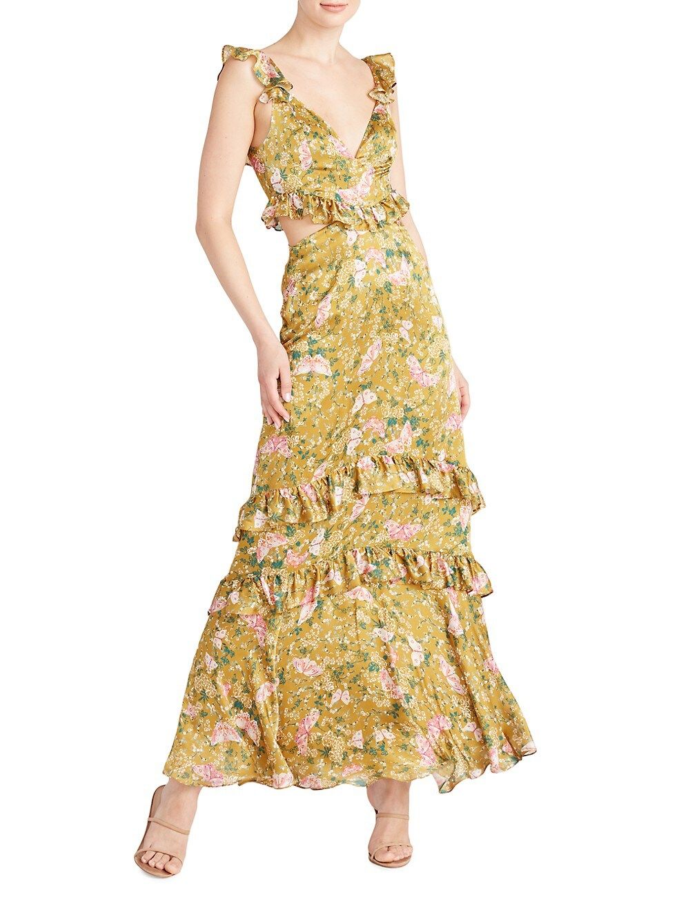 AMUR Magnolia Silk Floral Cut Out Gown | Saks Fifth Avenue