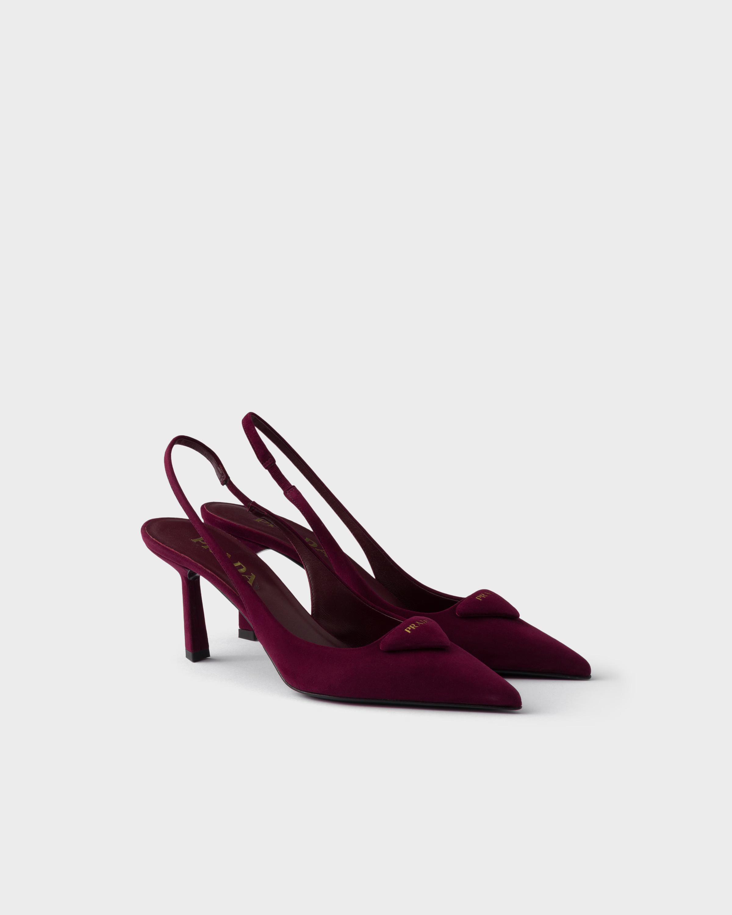 Burgundy Suede Slingback Pumps | PRADA | Prada US