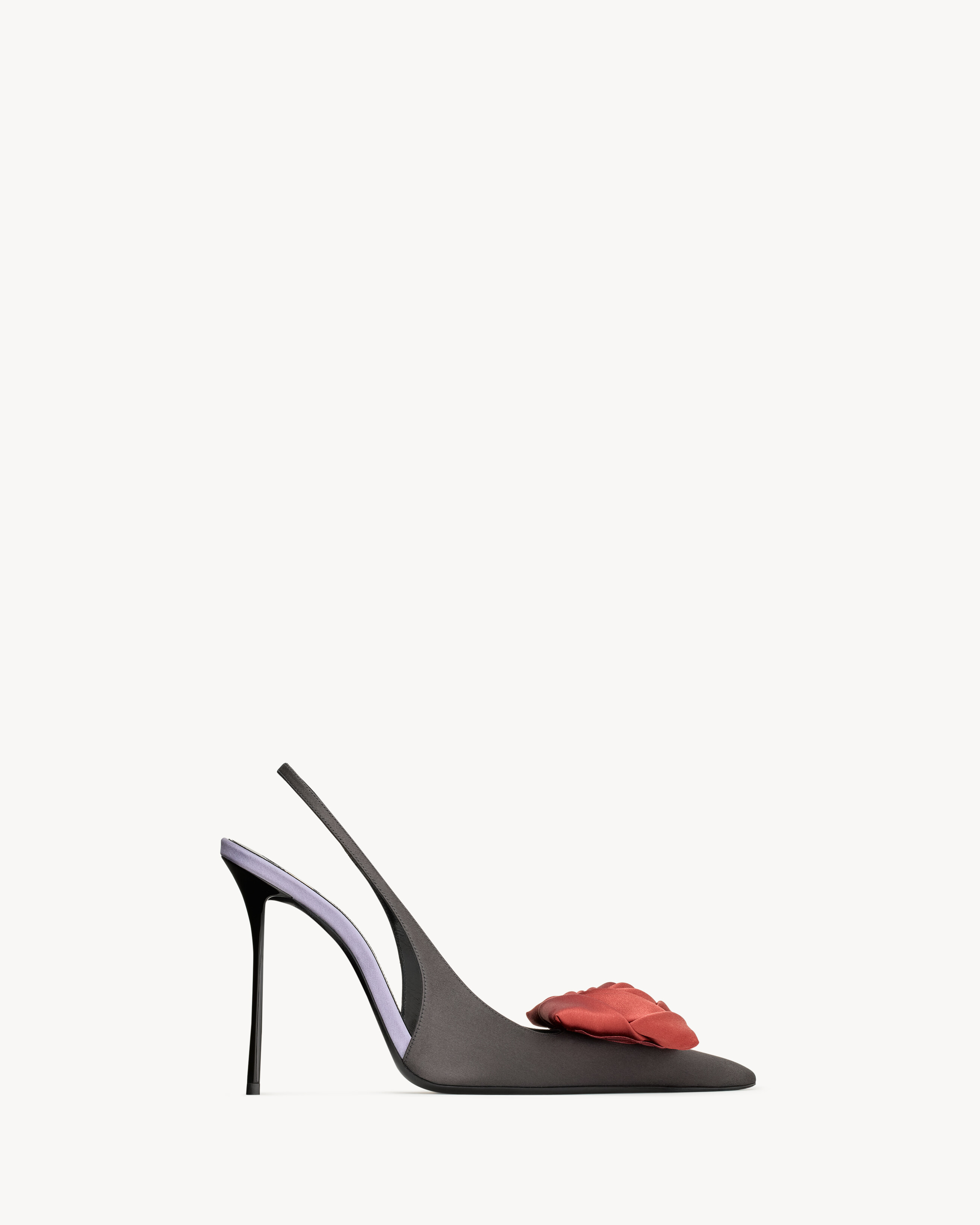 Saint Laurent Amalia Slingback Pumps In Satin Crepe - Purple - Women - 38.5 | Saint Laurent Inc. (Global)