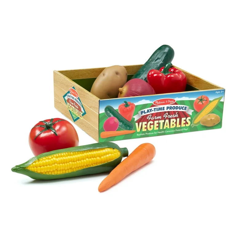 Melissa & Doug Playtime Produce Vegetables Play Food Set With Crate (7 pcs) | Walmart (US)