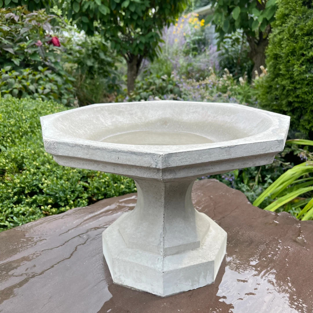 Octagon Concrete Birdbath - Pee Wee Style, Perfect Gift for Bird & Nature Lovers, Unique Garden D... | Etsy (US)