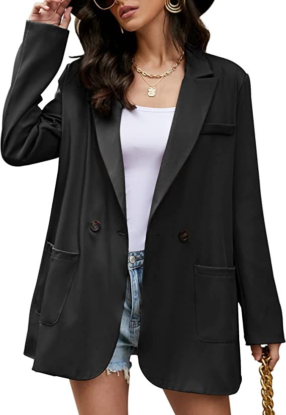 Womens Casual Blazers Oversized Open Front Cardigan Long Sleeve Work Office Blazer Jackets S-XXL | Amazon (US)