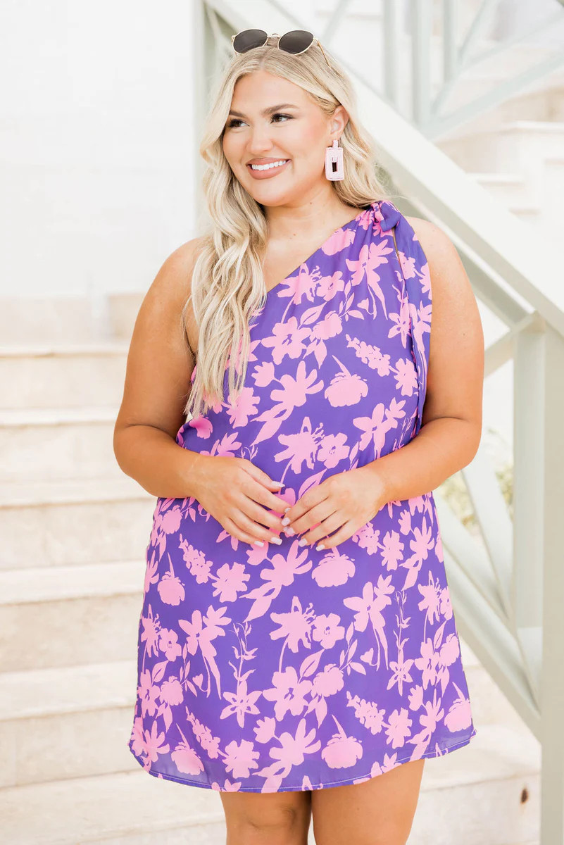 Thriving All Night Purple Floral One Shoulder Dress | Pink Lily