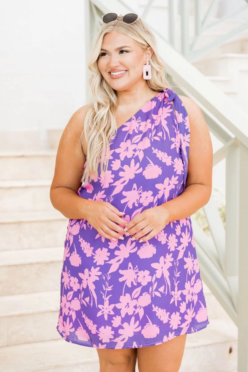 Thriving All Night Purple Floral One Shoulder Dress | Pink Lily