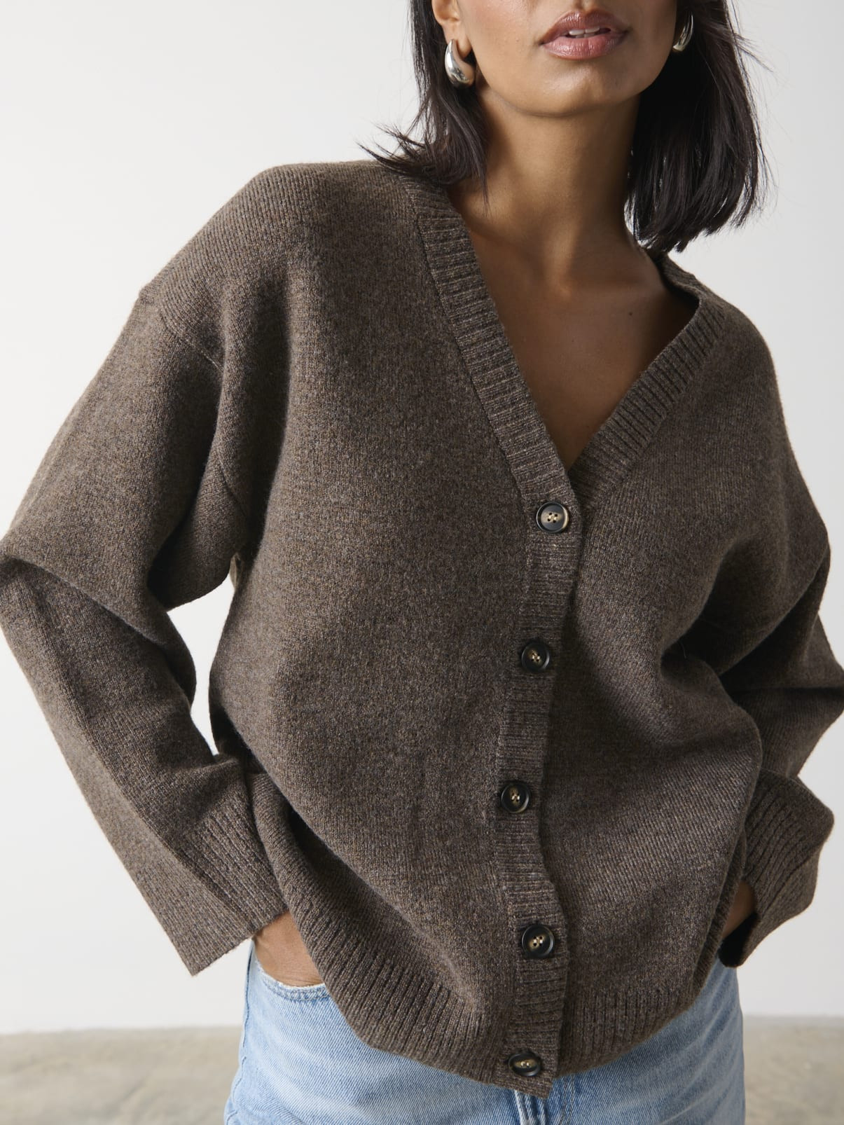 Makai Oversized Cardigan - Dark Brown | Pretty Lavish (UK)