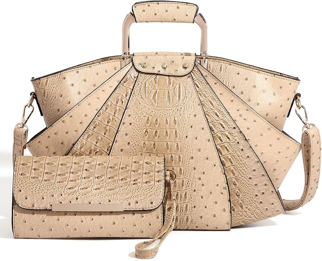Bag Woman Large Capacity Leather Purse Fashion Designer Metal Top Handle Handbags Women Crossbody... | Amazon (US)