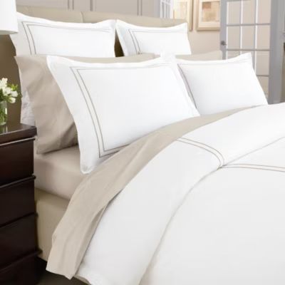 Wamsutta® Baratta Stitch MICRO COTTON® King Duvet Cover in Taupe | Bed Bath & Beyond