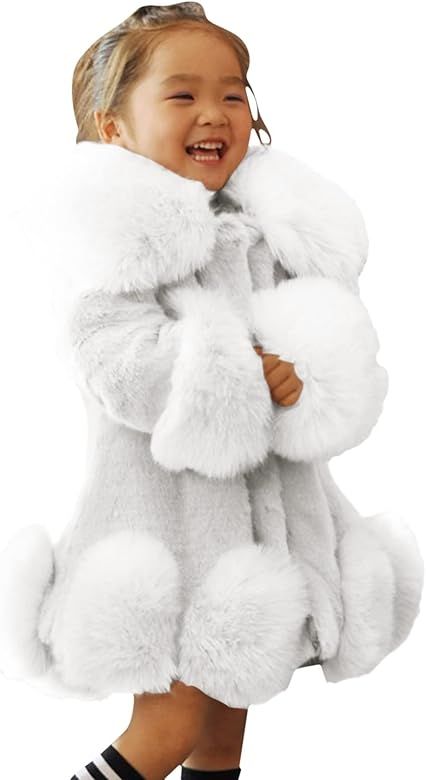 Sunbona Kids Girl Faux Fur Jacket Luxury Fluffy Dress Coat Winter Warm Thicken Parka Overcoat Out... | Amazon (US)