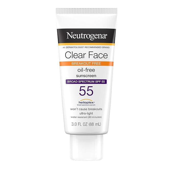 Neutrogena Clear Face Liquid Lotion Sunscreen for Acne-Prone Skin, Broad Spectrum SPF 55 with Hel... | Amazon (US)