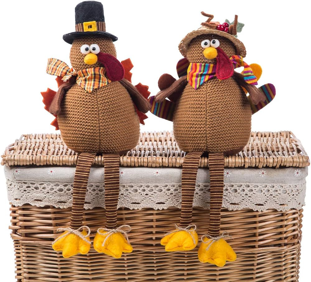 Ogrmar 2 Pack Stuffed Turkey Couple Doll Thanksgiving Tabletop Decoration Exquisite Handmade Turk... | Amazon (US)