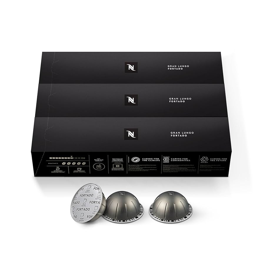 Nespresso Capsules Vertuo, Fortado Gran Lungo Americano, Dark Roast Espresso Coffee, 30 Count Cof... | Amazon (US)