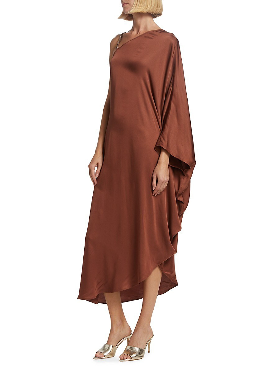 L'AGENCE Women's Kerry One Shoulder Caftan Midi Dress - Hickory - Size L | Saks Fifth Avenue OFF 5TH