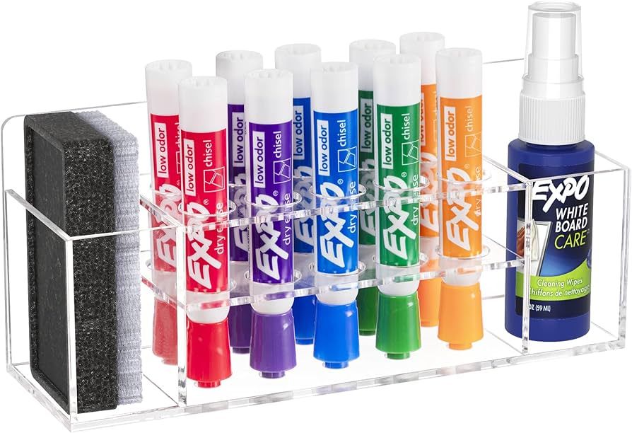 HBlife Acrylic Dry Erase Marker Holder Wall Mount, 10 Slots Whiteboard Marker Holder for Office, ... | Amazon (US)